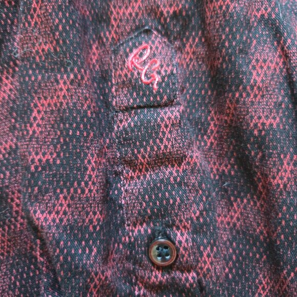 Robert Graham Mens 2XL Red Black Zigzag Pattern Long Sleeve Flip Cuff Button Up - Picture 3 of 8